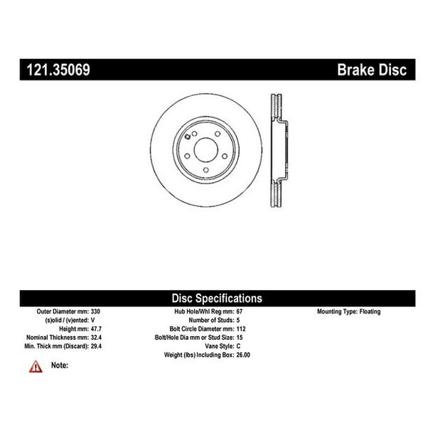 Centric Parts 121.44069 C-Tek Standard Brake Rotor 